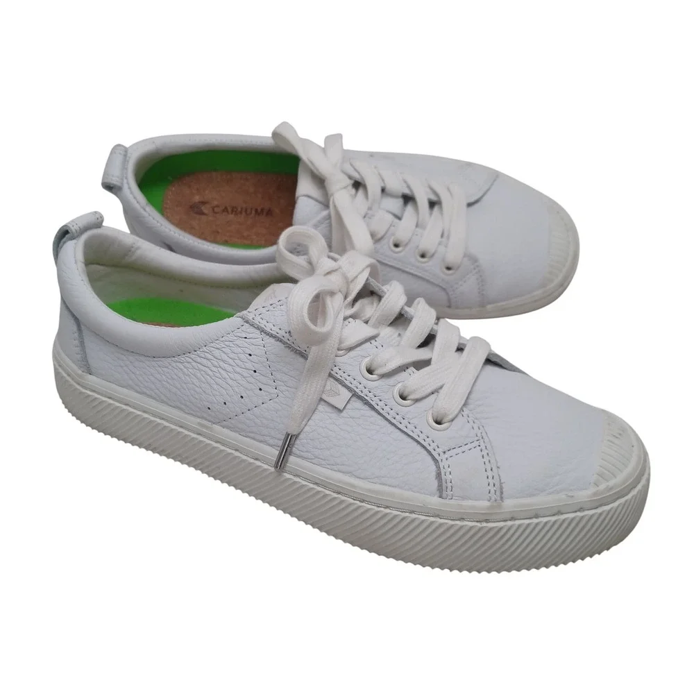 Cariuma OCA Low White Pebbled Leather Sneakers Womens 8 Mens 6.5 EU 39
